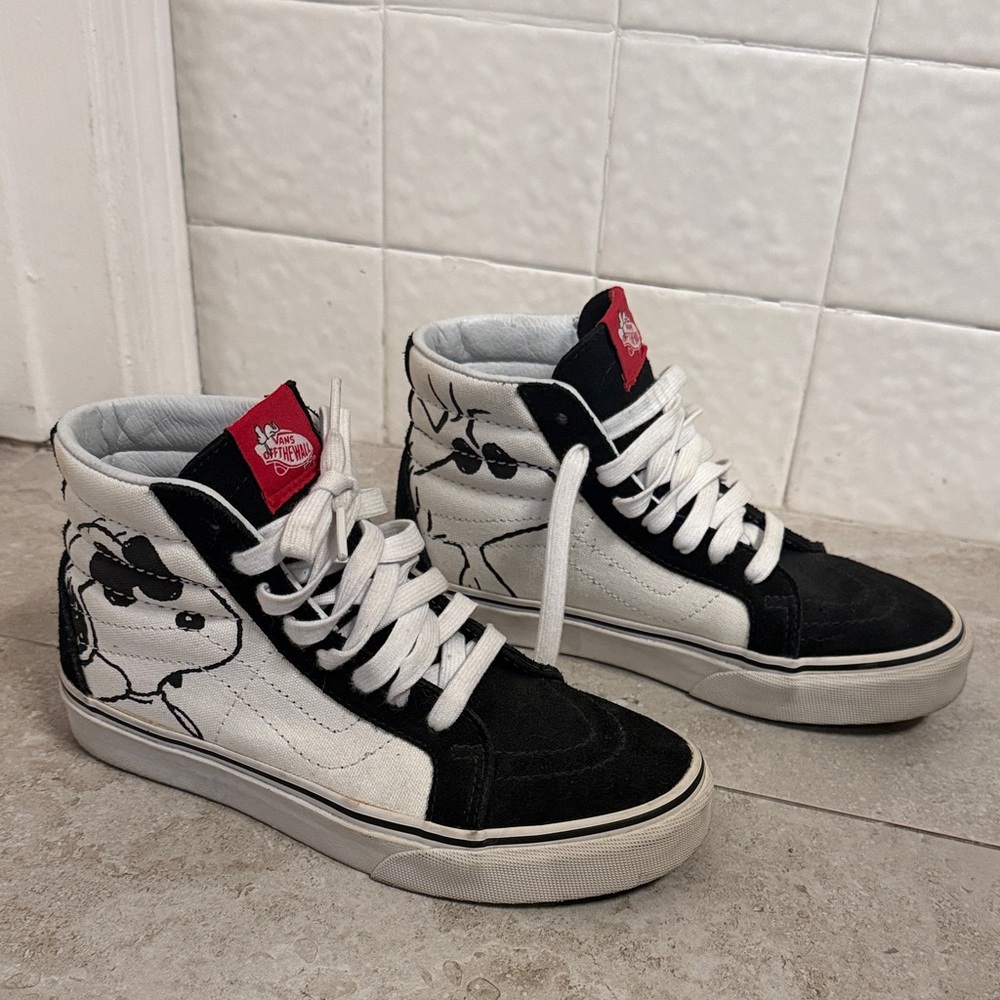 Vans Black and White Snoopy High-Top Sneakers Special Edition